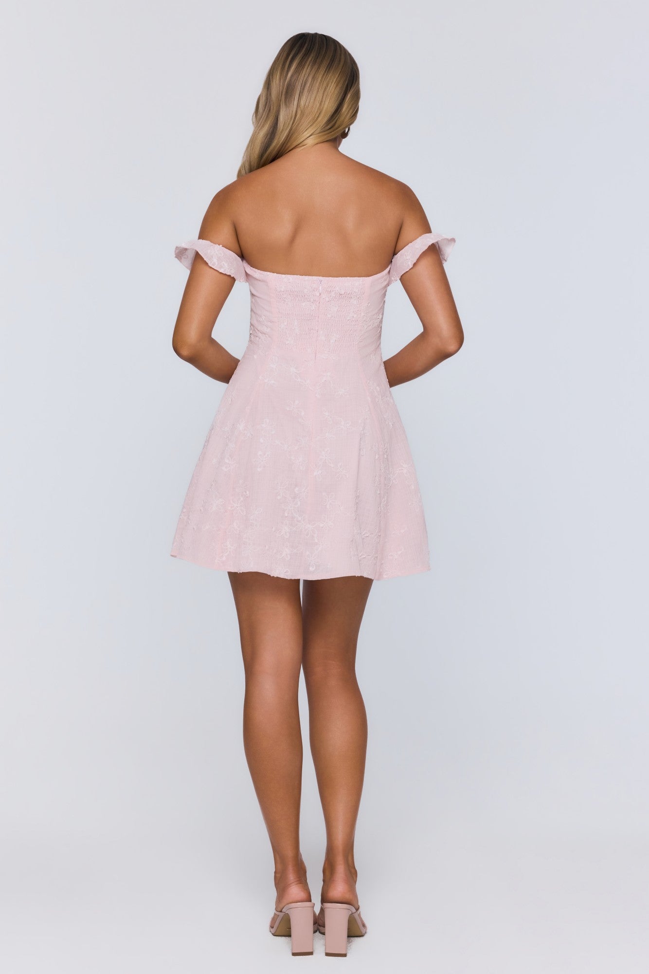 Lasting Impressions Off Shoulder Mini Dress Pink
