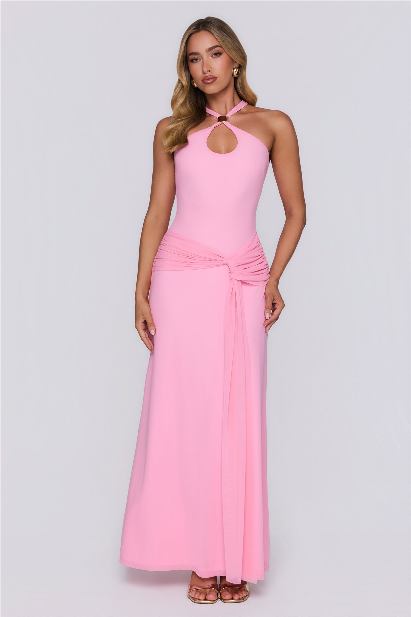 Glam And Glow Mesh Maxi Dress Pink