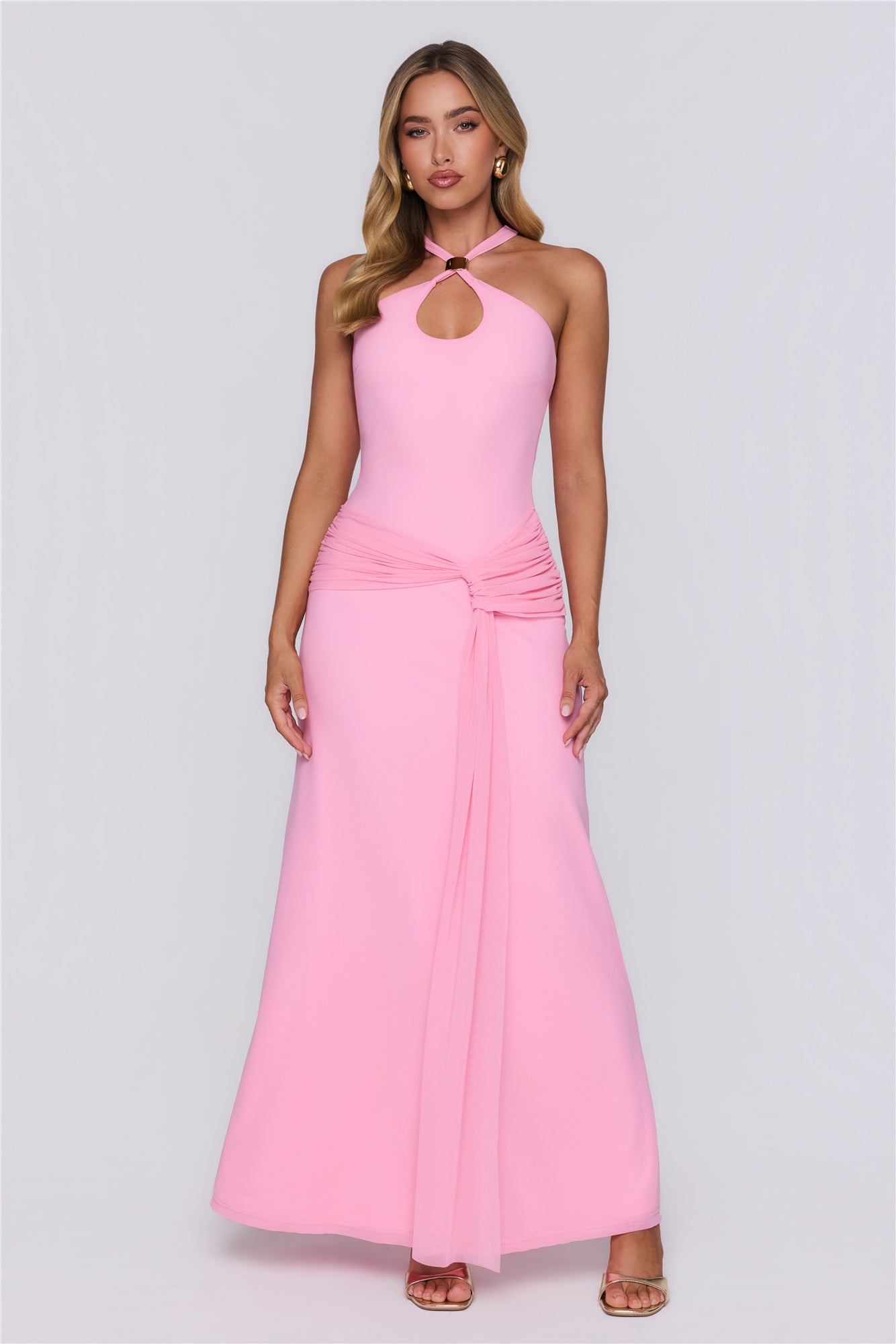 Glam And Glow Mesh Maxi Dress Pink