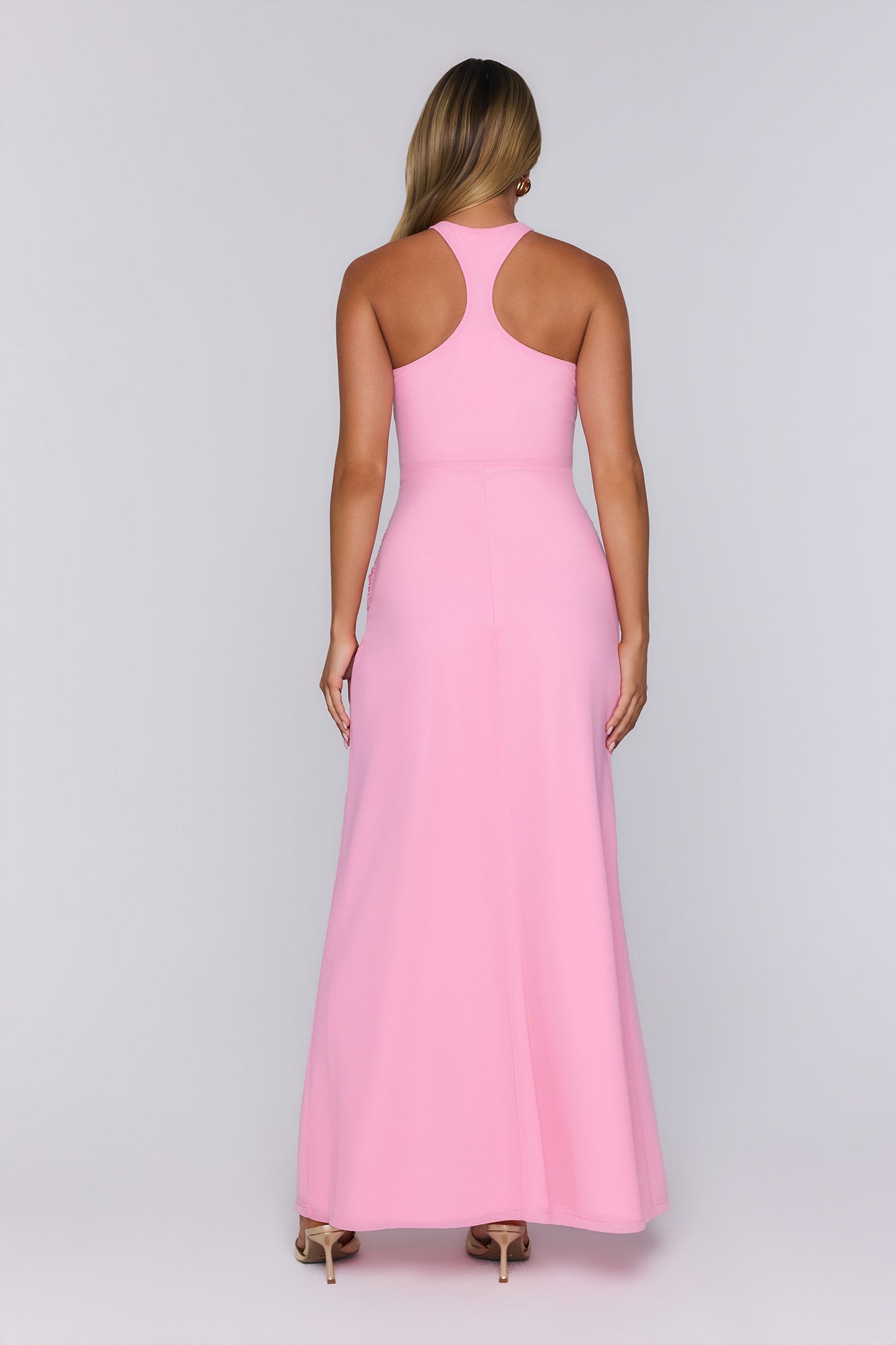 Glam And Glow Mesh Maxi Dress Pink