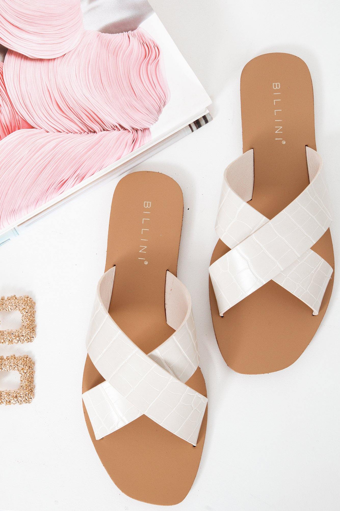BILLINI Hale Slides White Clay Croc