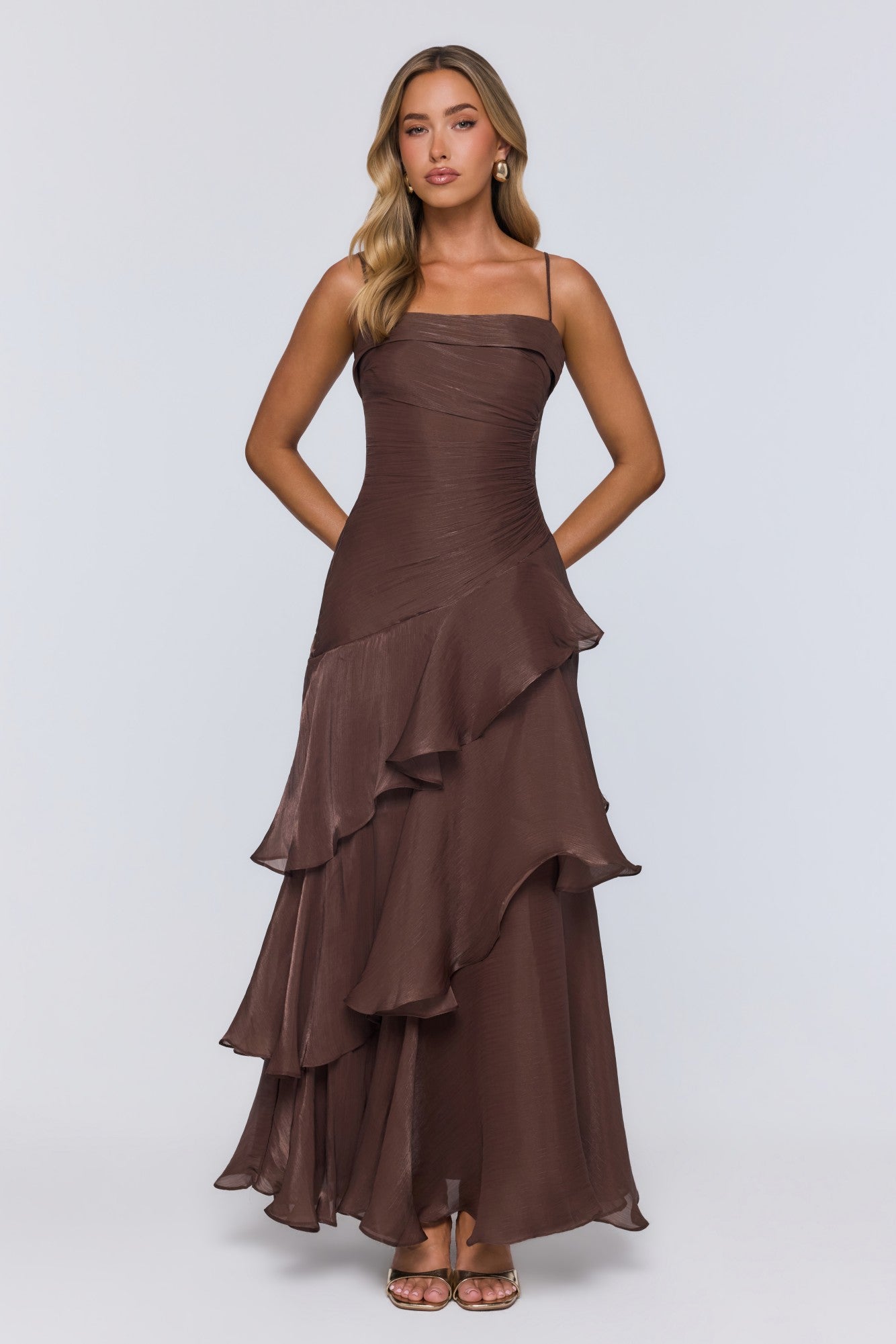 Peachy Glow Maxi Dress Brown