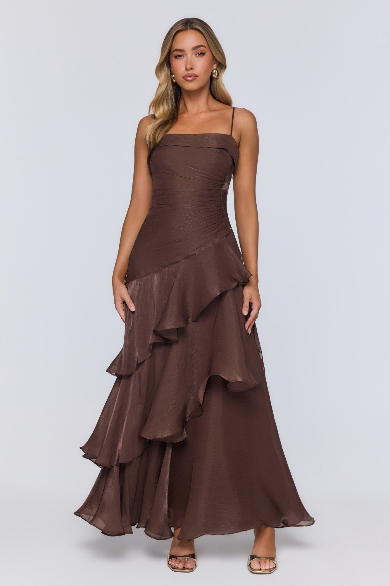 Peachy Glow Maxi Dress Brown