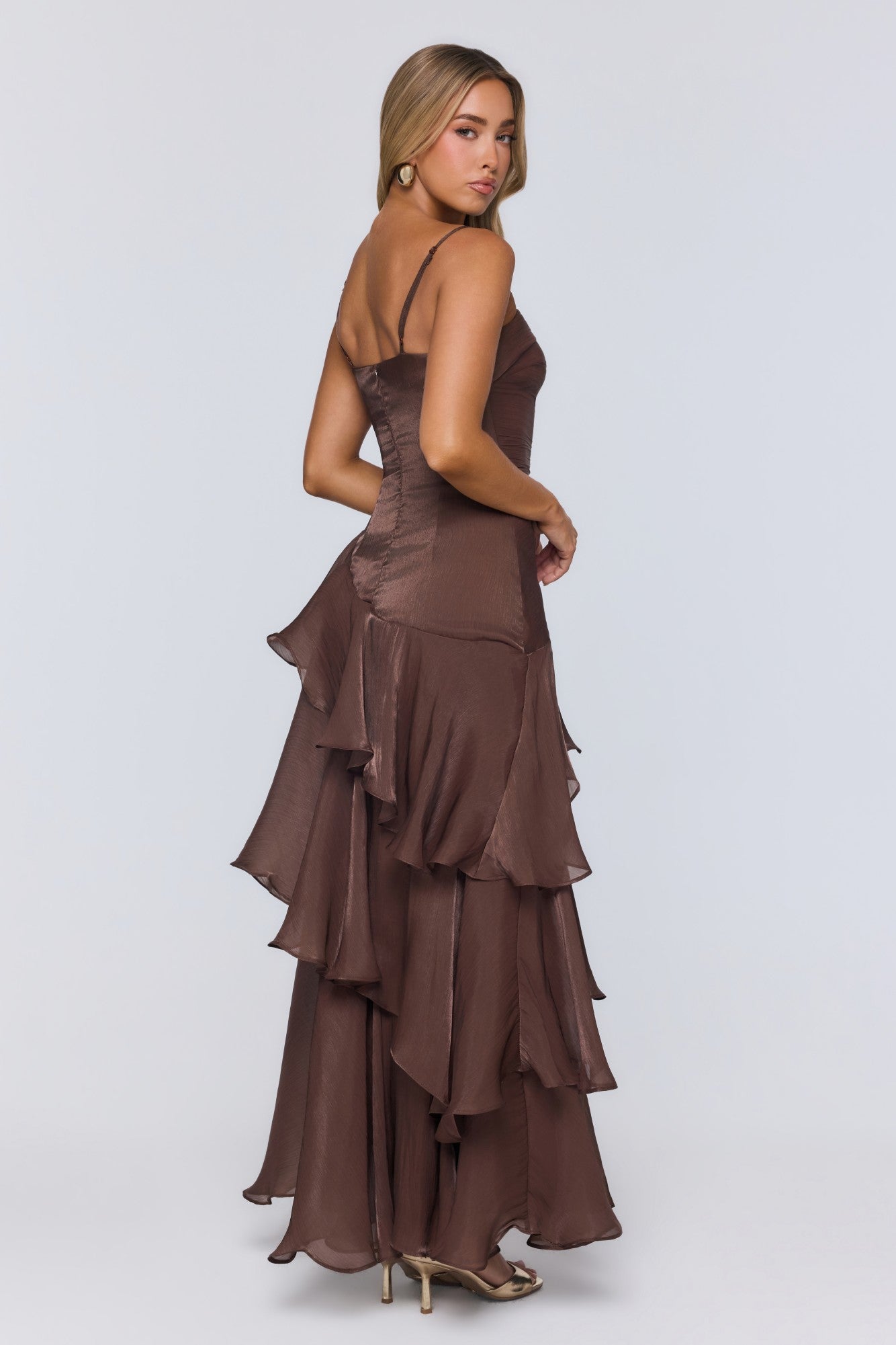 Peachy Glow Maxi Dress Brown