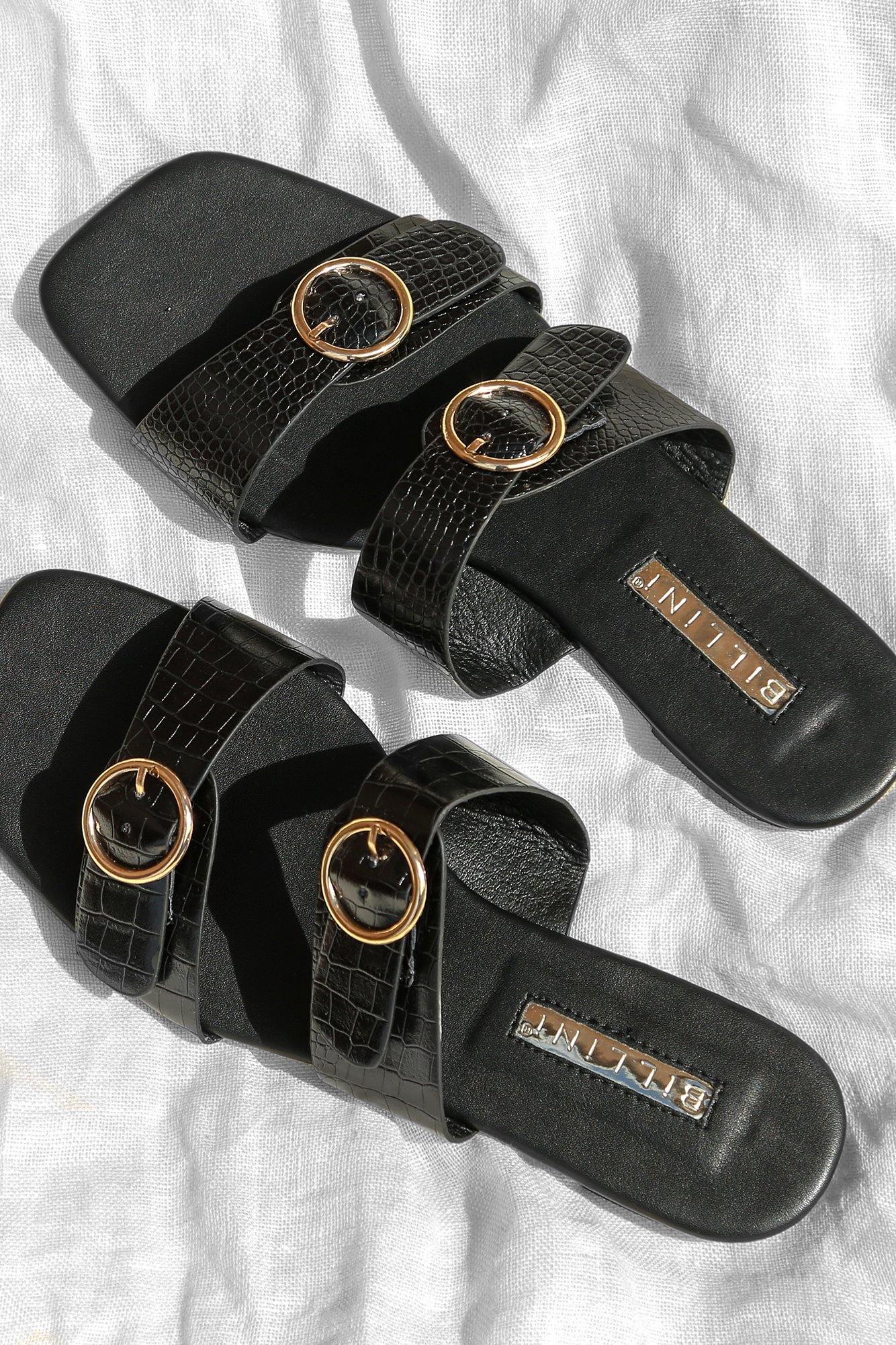 BILLINI Alaia Slides Black Croc
