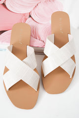 BILLINI Hale Slides White Clay Croc