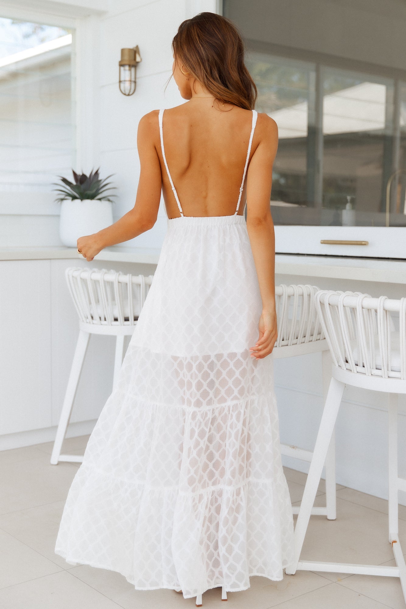 HELLO MOLLY Palm Cove Maxi Dress White