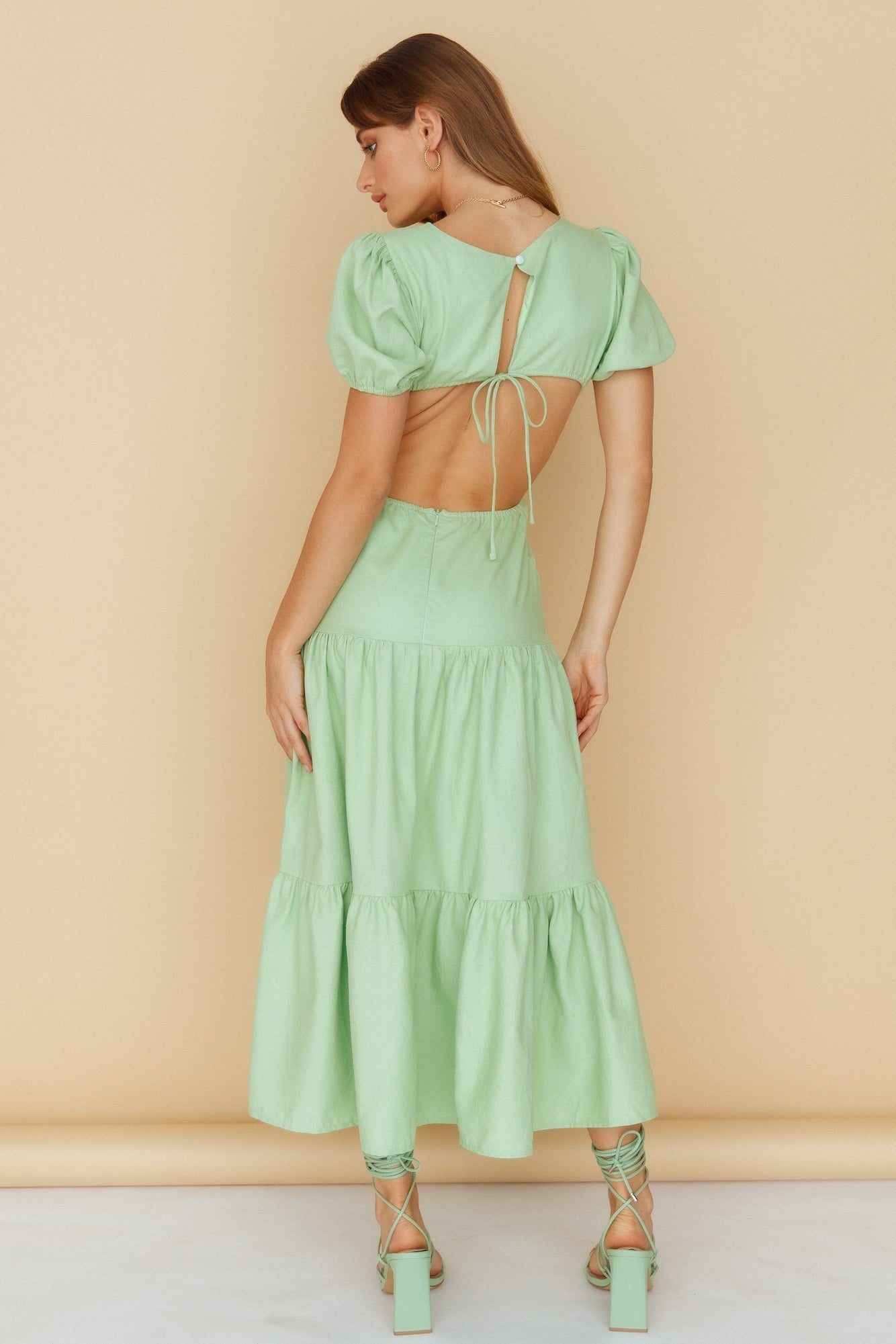 Flow Down Gently Midi Dress Green