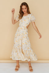 Flow Down Gently Midi Dress Yellow