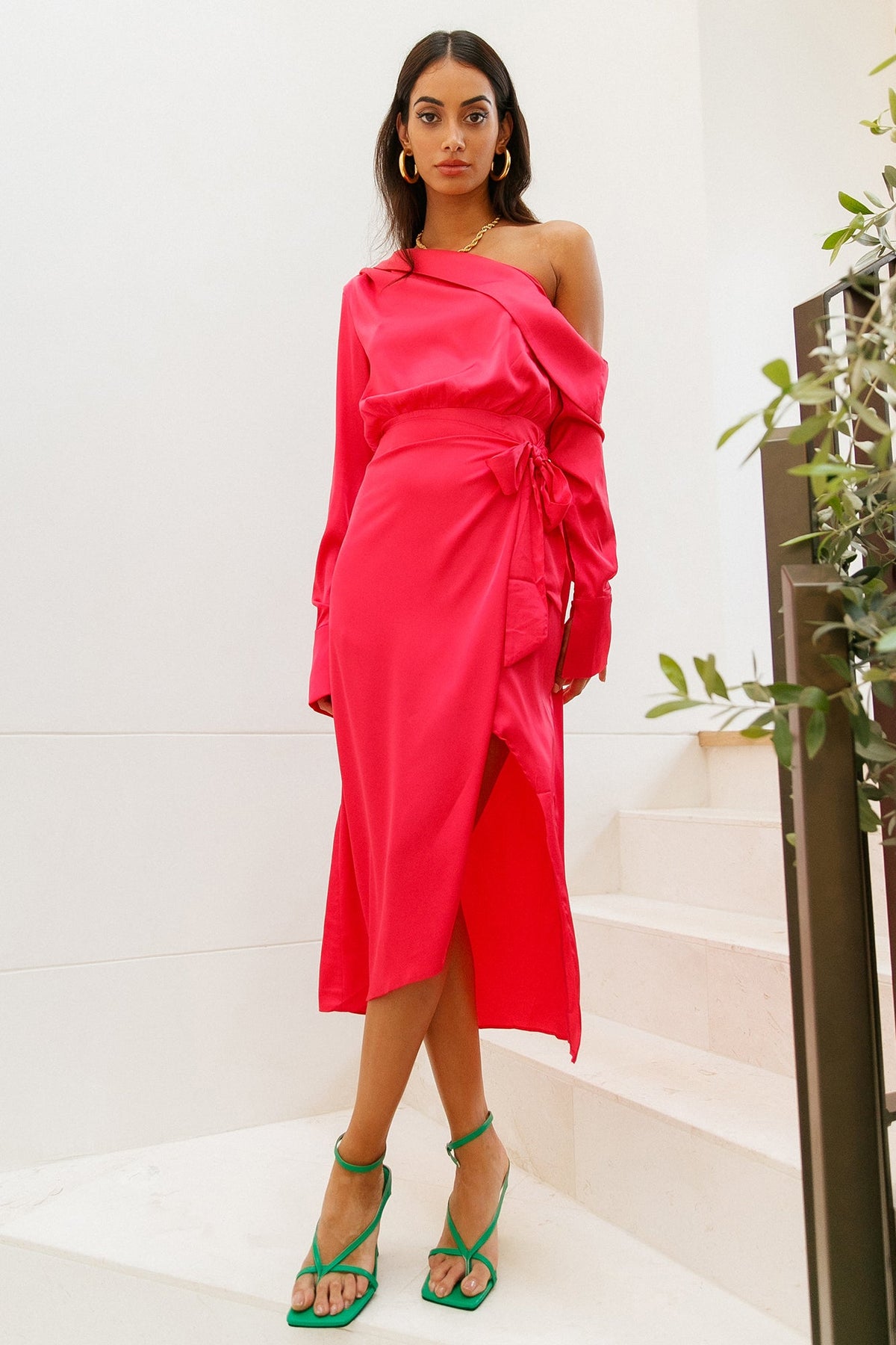 Love On Top Midi Dress Fuchsia