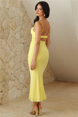 Fit To Impress Mesh Midi Dress Yellow