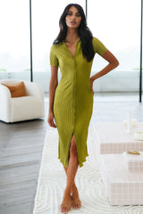 Cloudy Lives Midi Dress Green