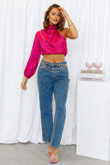 Love Deborah Satin Crop Top Pink