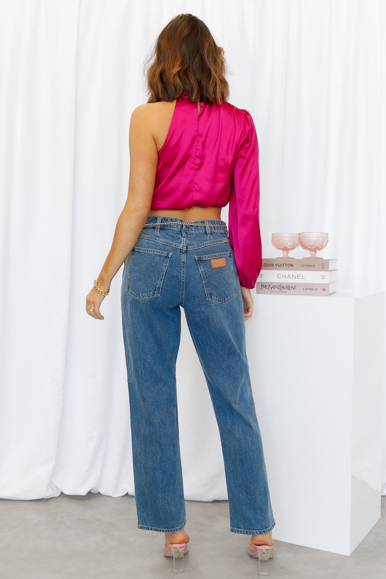 Love Deborah Satin Crop Top Pink