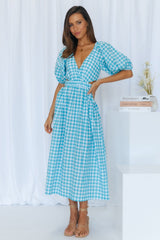 Not A Second More Midi Dress Blue