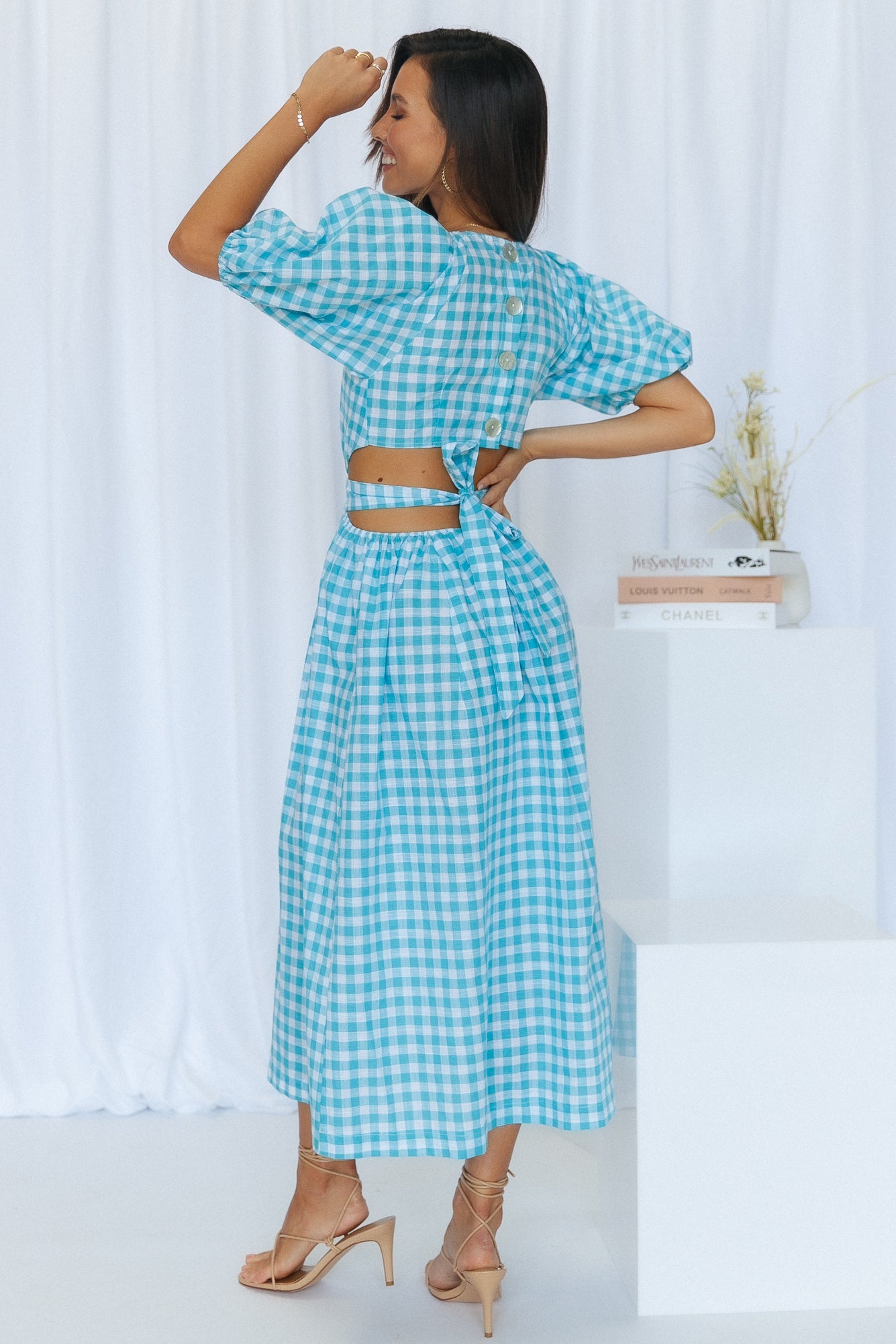 Not A Second More Midi Dress Blue