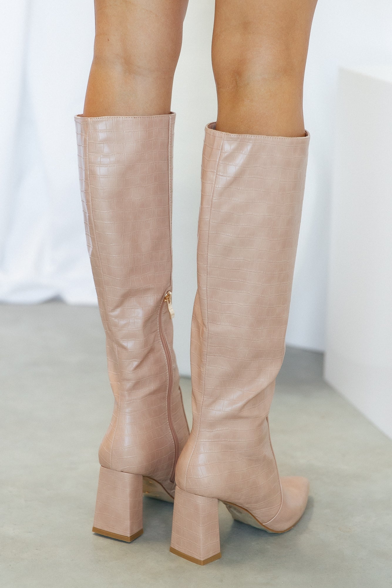 BILLINI Elanor Knee High Boots Rose Clay Croc