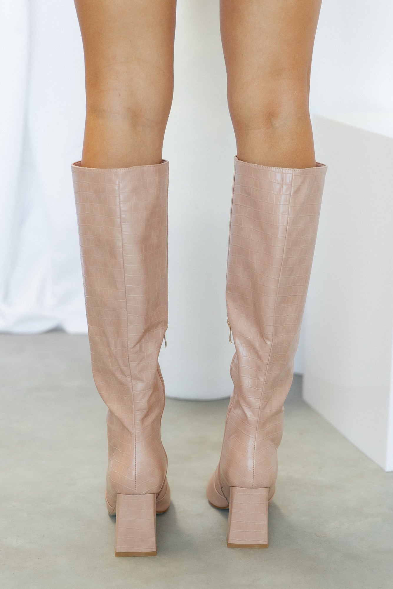 BILLINI Elanor Knee High Boots Rose Clay Croc