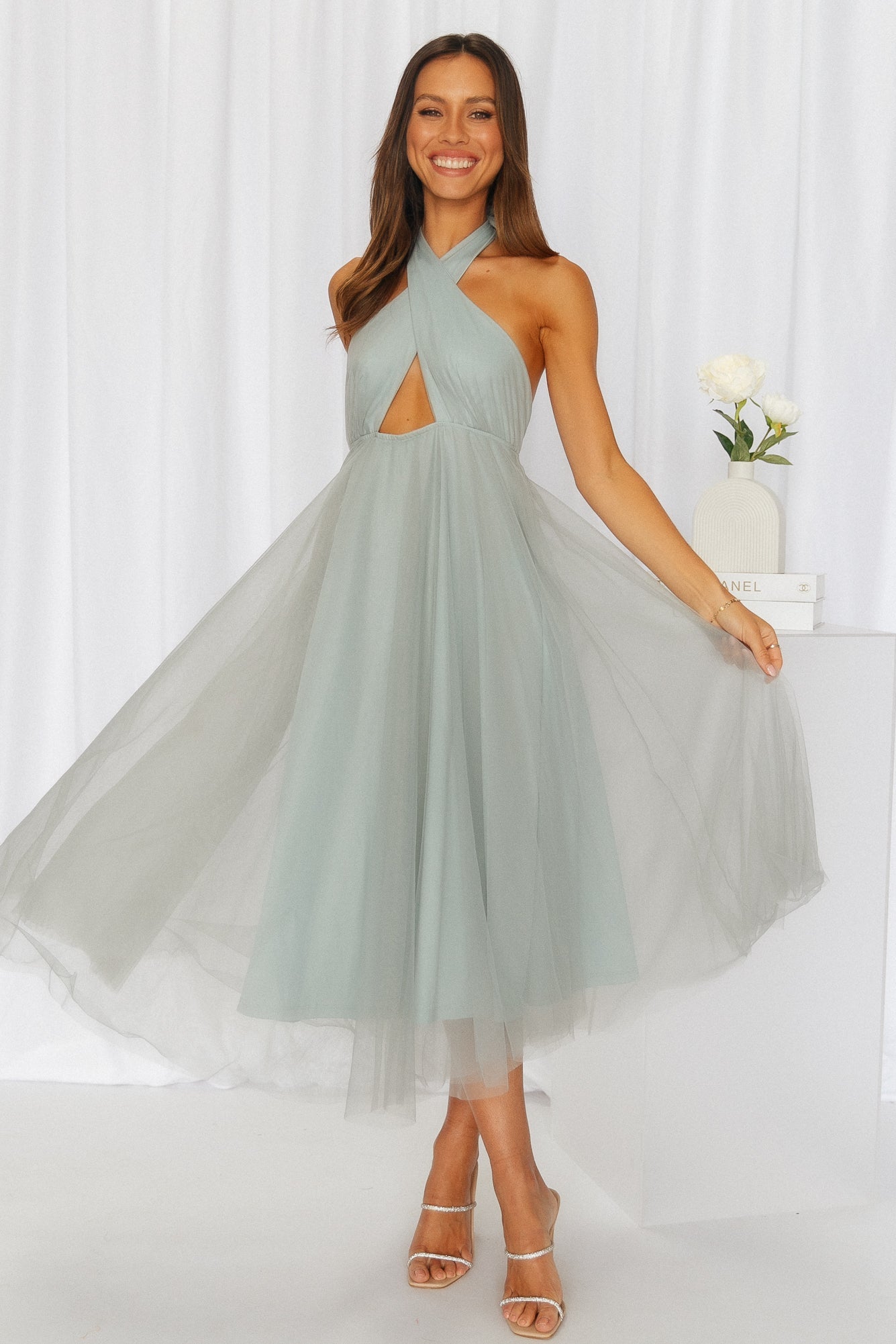 Little Tulle Much Midi Dress Sage