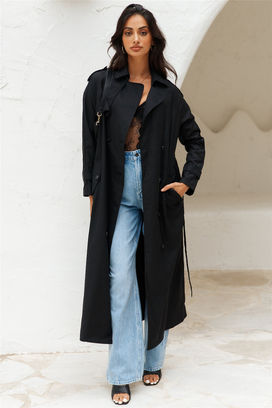 LIONESS Trencherous Long Coat Onyx