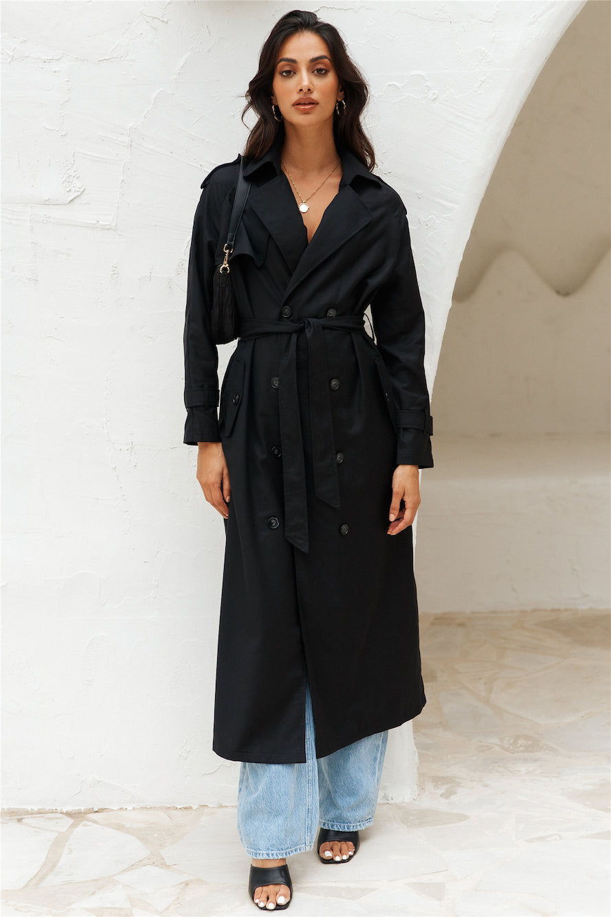 LIONESS Trencherous Long Coat Onyx