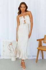 Cascading Lines Midi Dress Champagne
