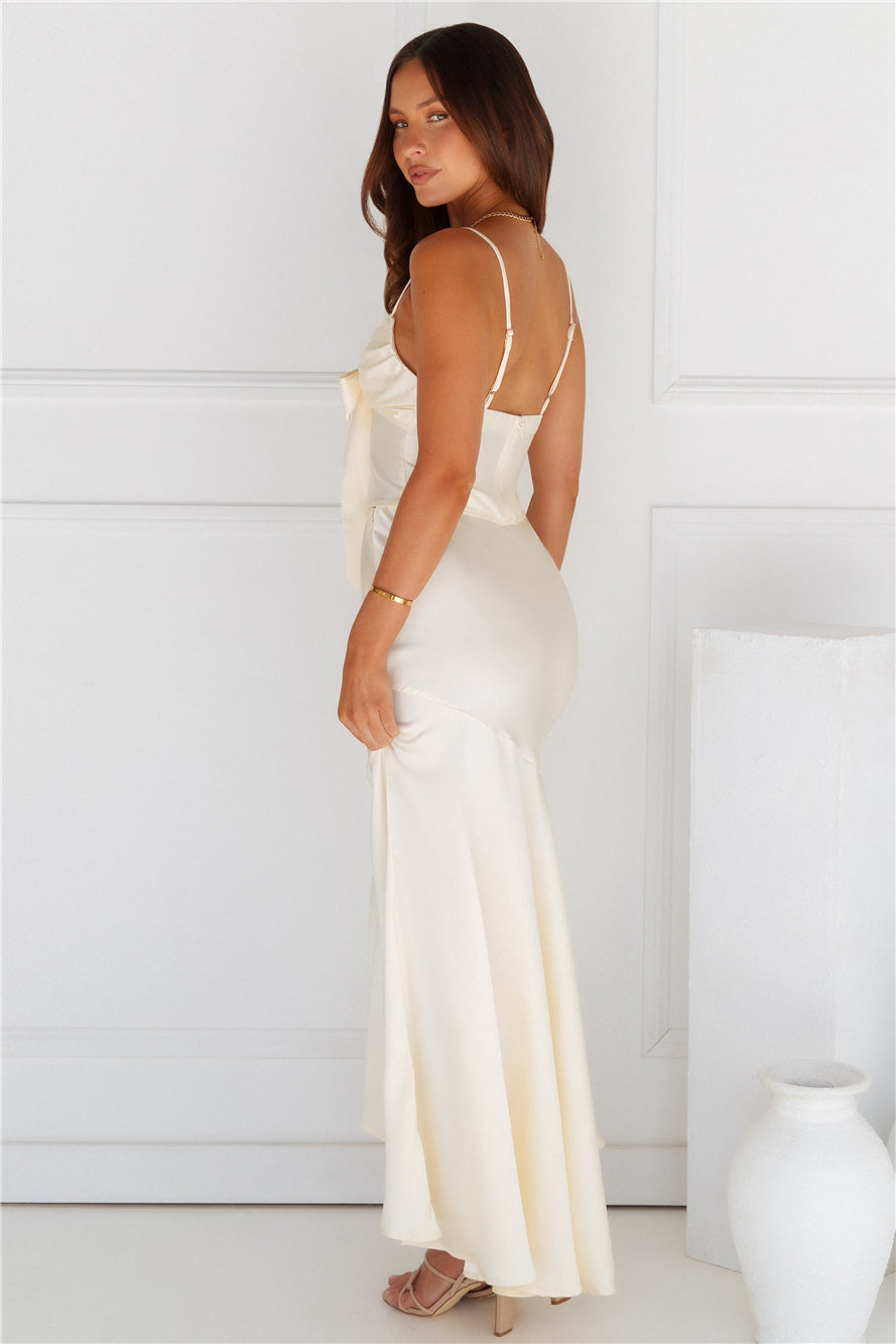 Lit From Within Satin Maxi Skirt Butter