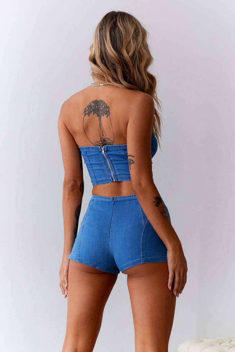 HELLO MOLLY Britney Vibes Denim Crop Blue