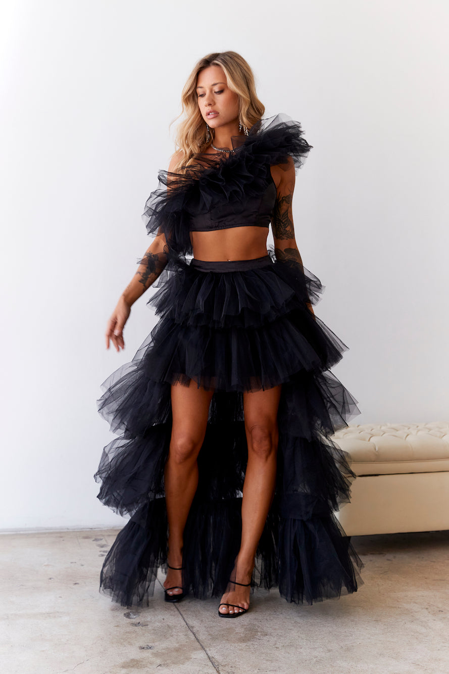 HELLO MOLLY Drinks On The House Tulle Skirt Black