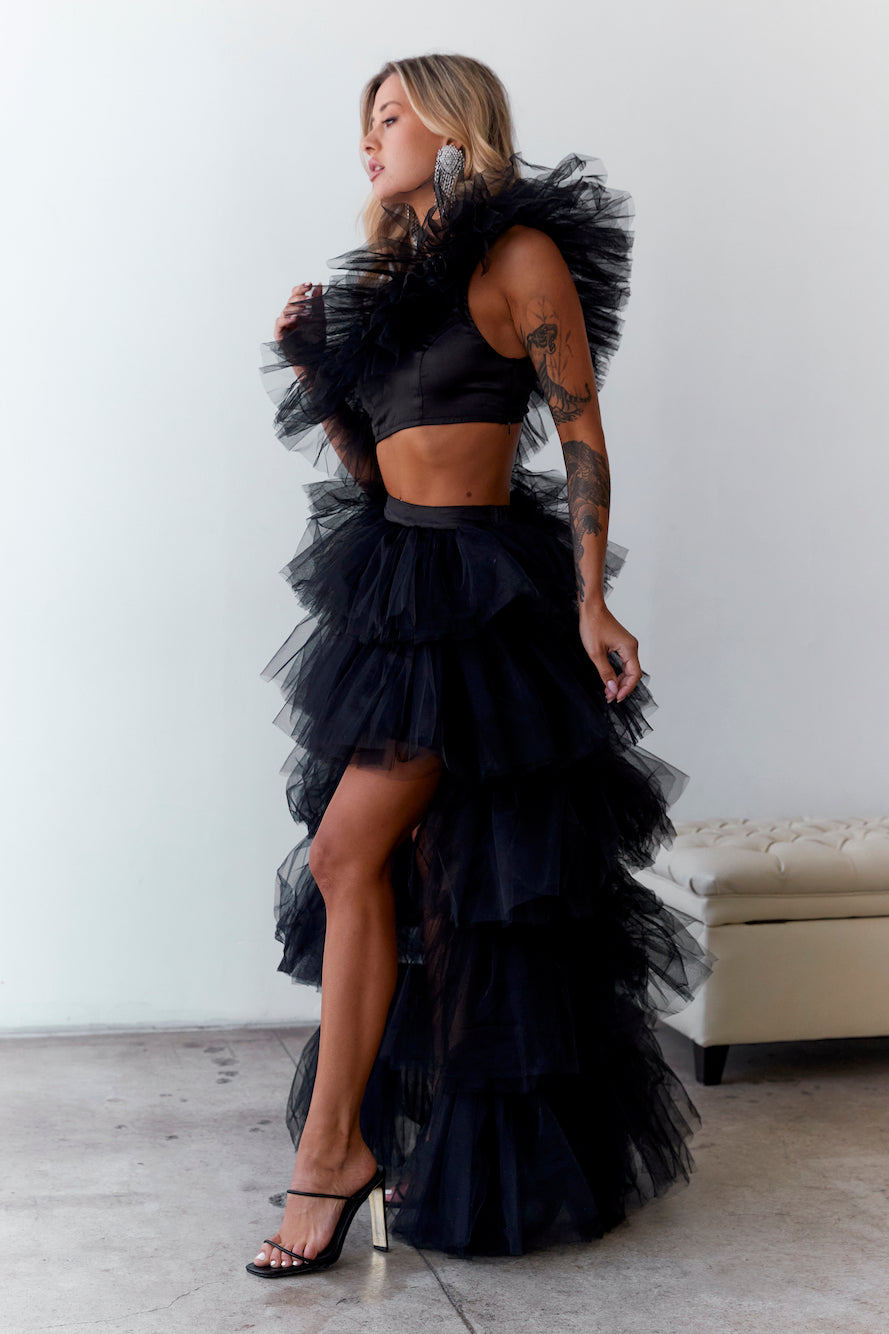 HELLO MOLLY Drinks On The House Tulle Skirt Black
