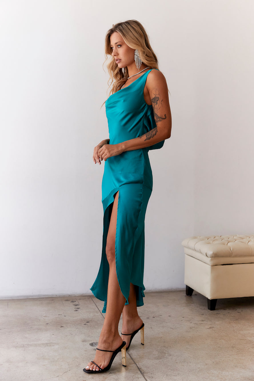 HELLO MOLLY Silky Nights Midi Dress Teal