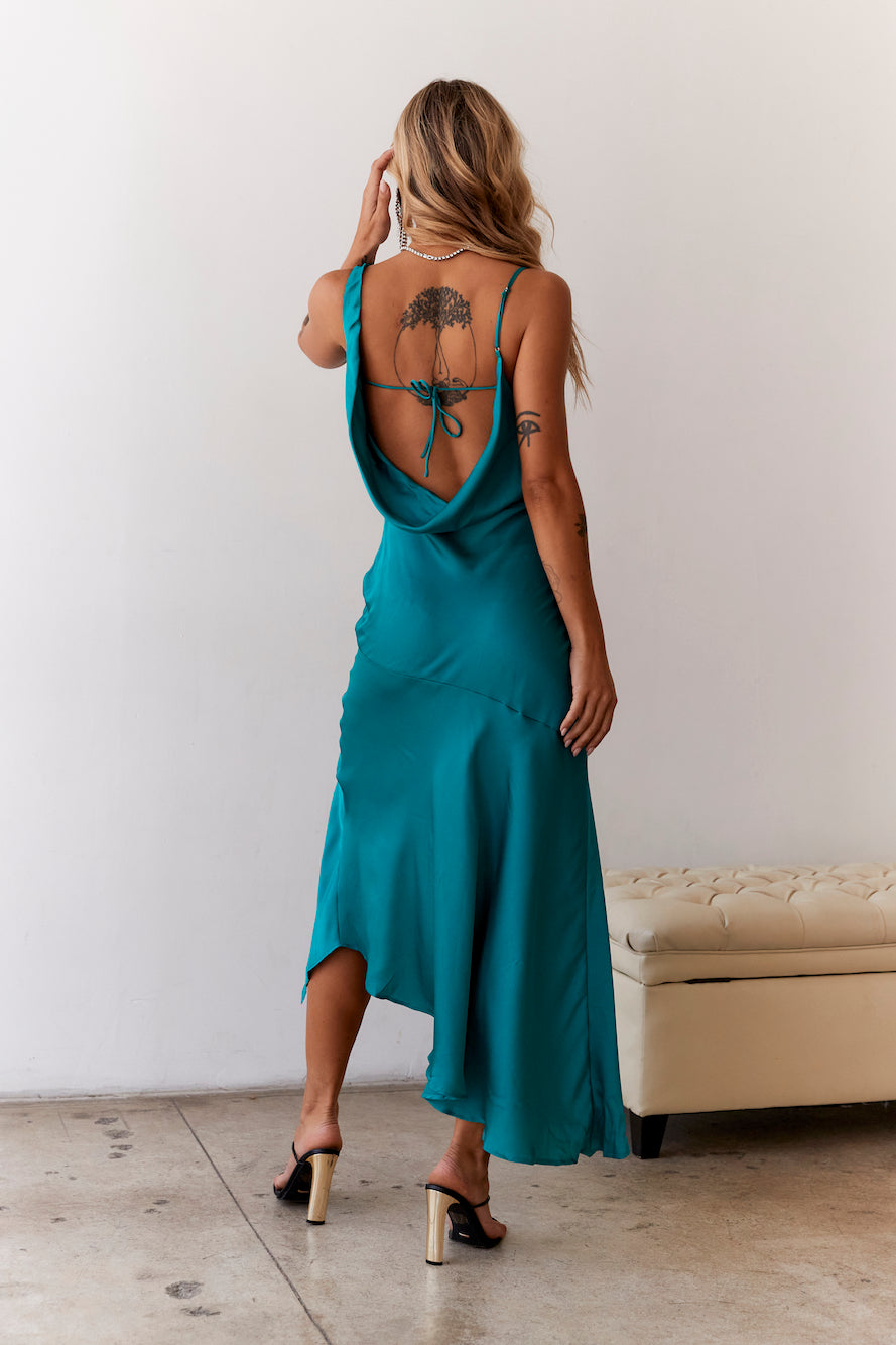 HELLO MOLLY Silky Nights Midi Dress Teal