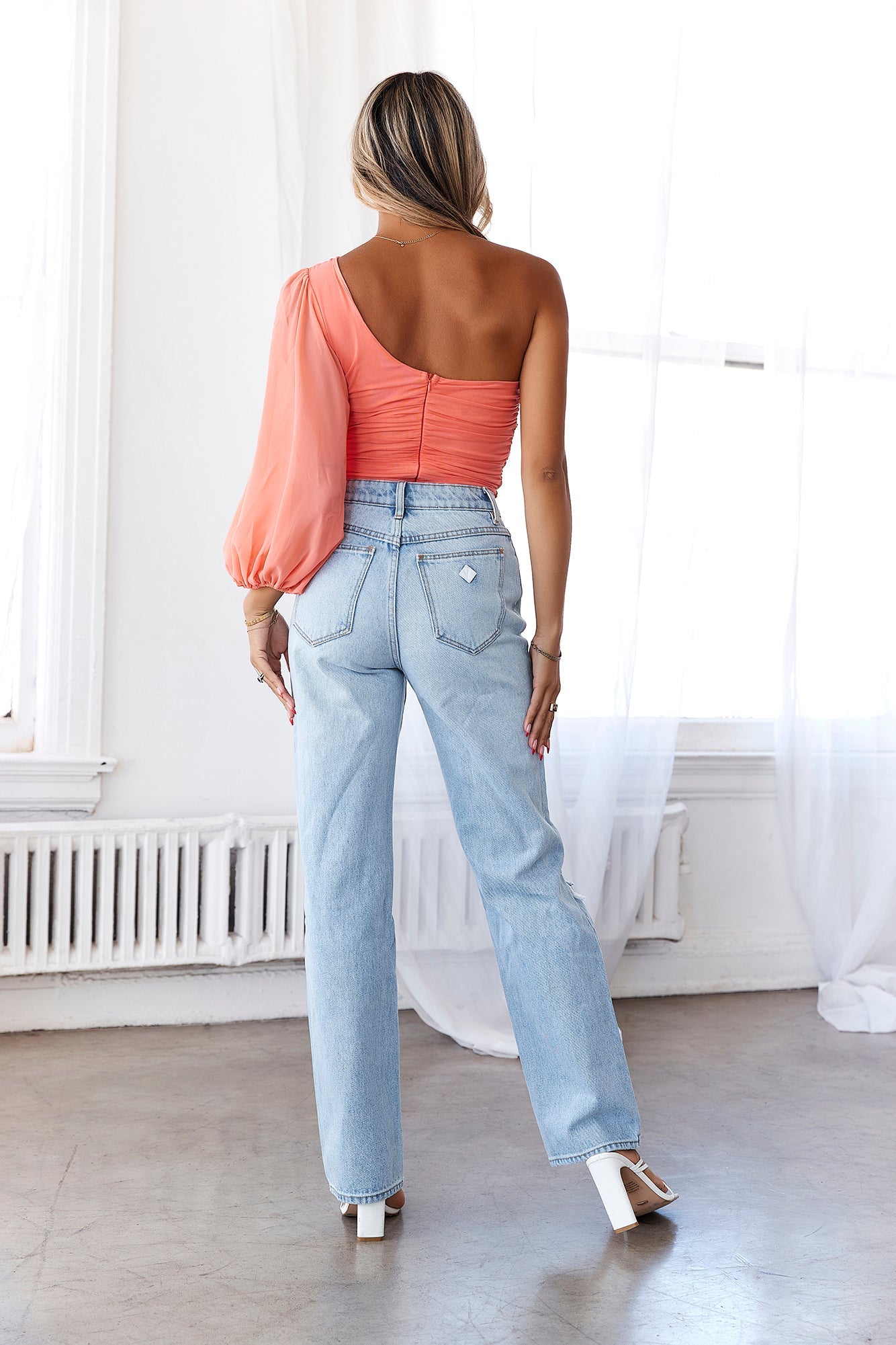 HELLO MOLLY Party It Up Bodysuit Coral