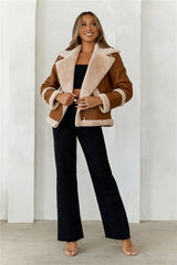 Hot Cocoa Faux Leather Jacket Brown