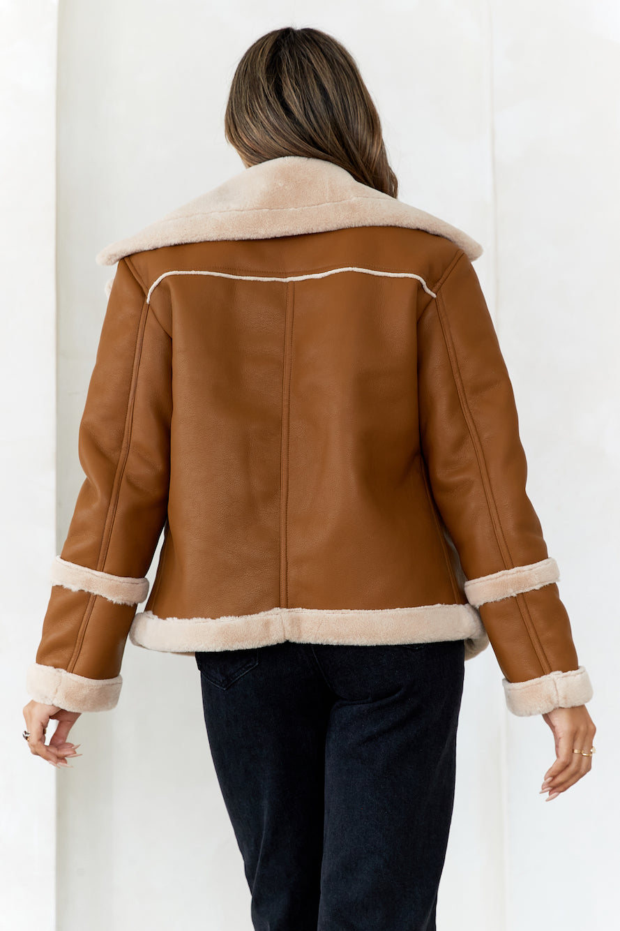 Hot Cocoa Faux Leather Jacket Brown