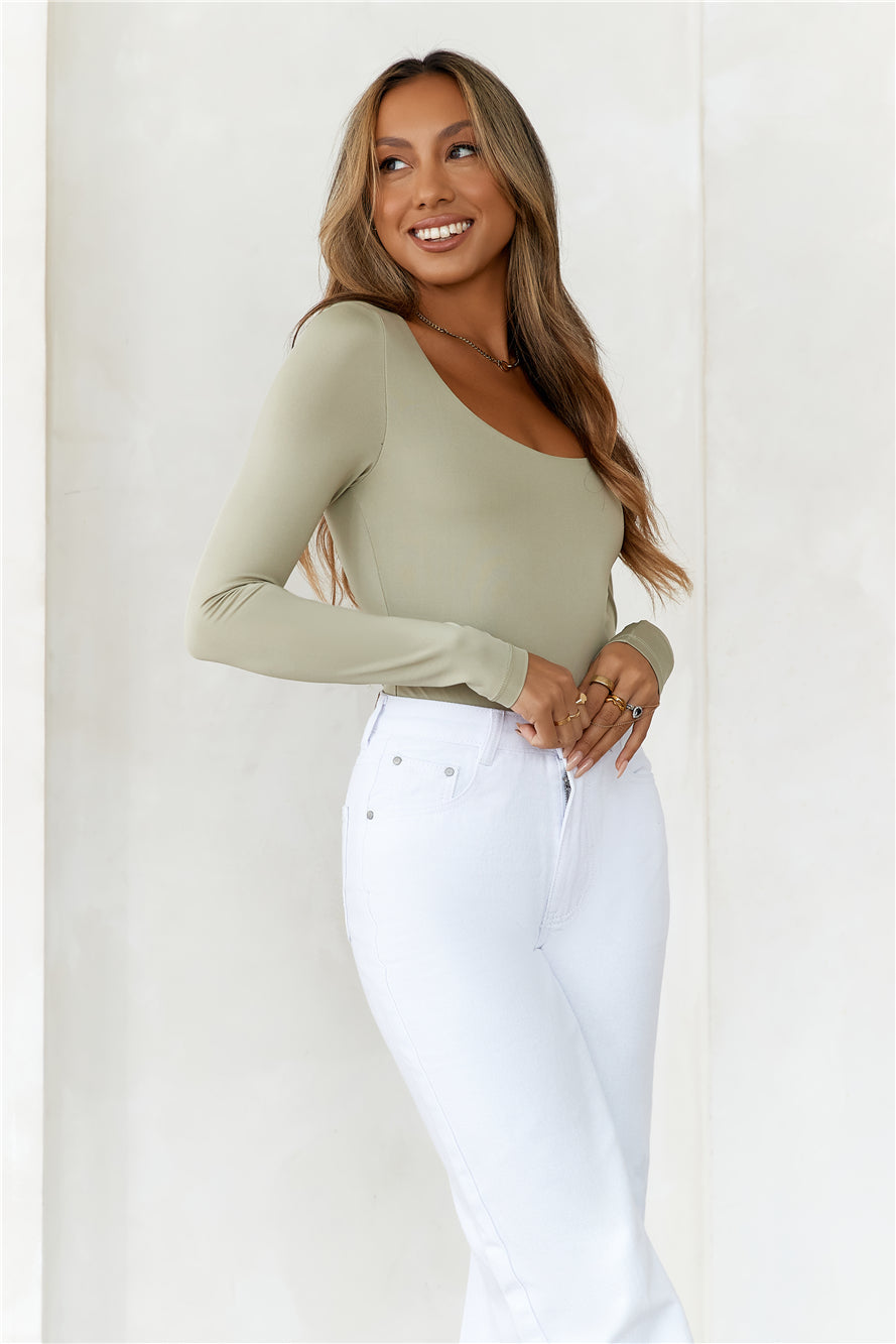 HELLO MOLLY BASE Second Skin Long Sleeve Bodysuit Sage