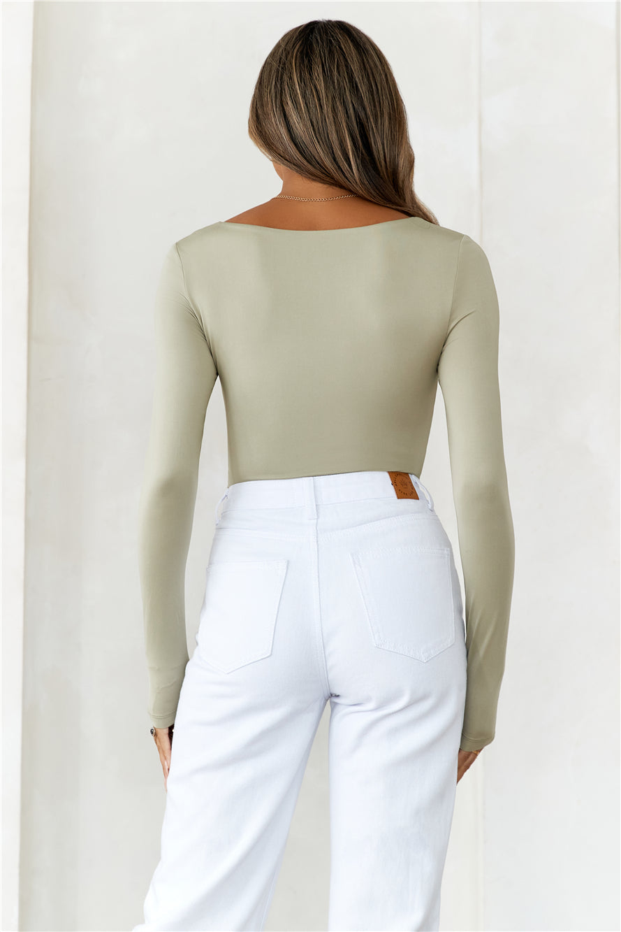 HELLO MOLLY BASE Second Skin Long Sleeve Bodysuit Sage