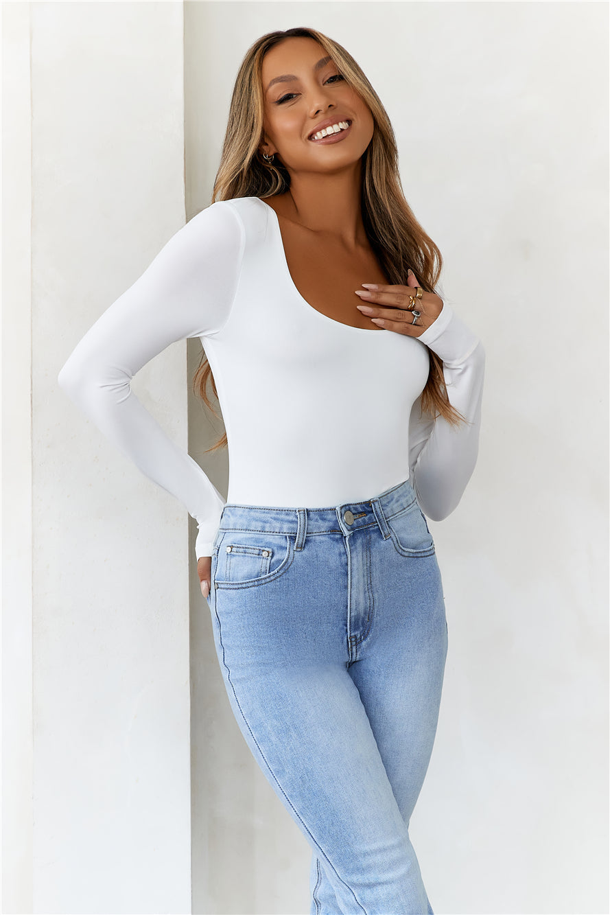 HELLO MOLLY BASE Second Skin Long Sleeve Bodysuit White