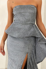 Glowing Queen Glitter Maxi Dress Black