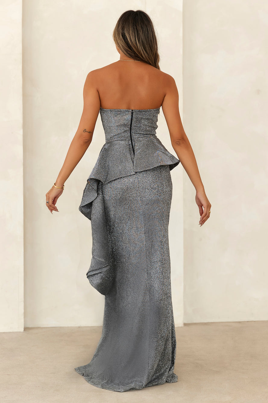 Glowing Queen Glitter Maxi Dress Black
