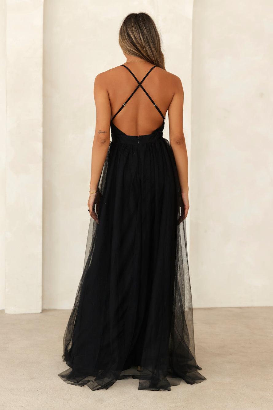 Darkest Sky Tulle Maxi Dress Black
