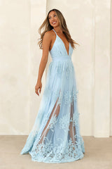 Love Cloud Tulle Maxi Dress Blue