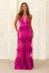Love Cloud Tulle Maxi Dress Magenta