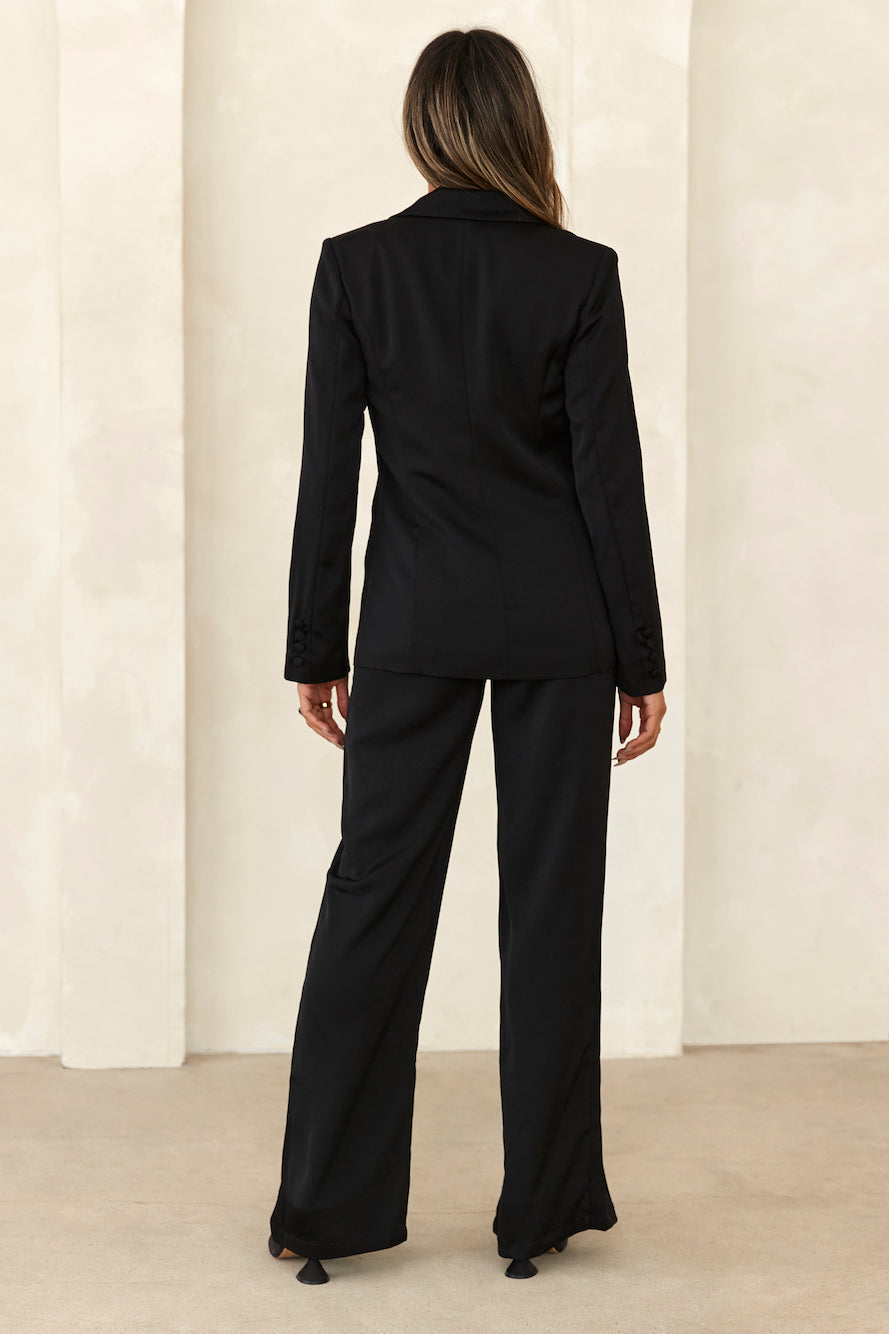 À La Mode Satin Blazer Black