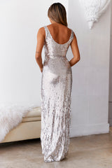 HELLO MOLLY Amarelys Sequin Maxi Dress Silver