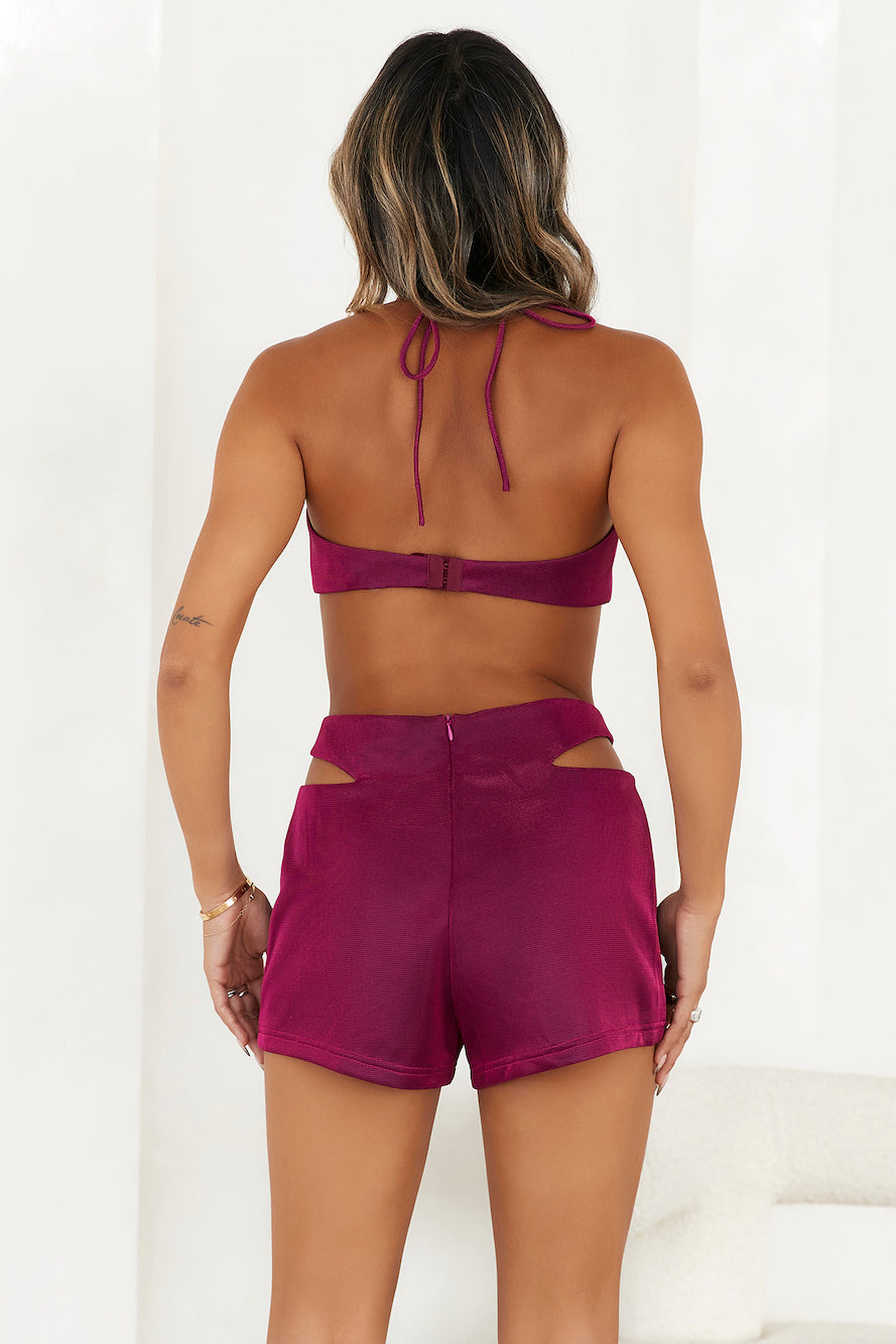 HELLO MOLLY Moonlight Glow Crop Top Berry