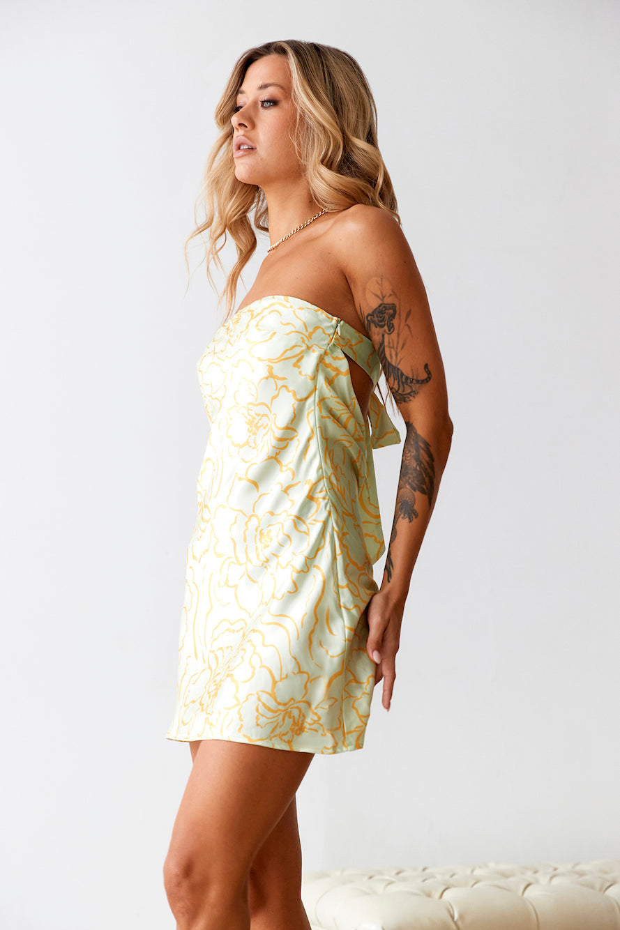 Icy Cold Satin Dress Lime