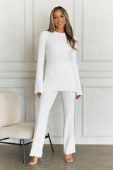 HELLO MOLLY Cozy Holidays Long Sleeve Ribbed Top Cream