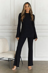 Cozy Holidays Ribbed Pants Black