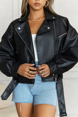 HELLO MOLLY No Winter Blues Faux Leather Jacket Black